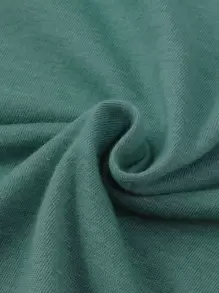 SHEIN EZwear Camiseta con estampado de slogan y dibujos animados - Azul Cadete - Ver 4