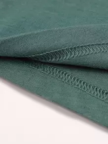 SHEIN EZwear Camiseta con estampado de slogan y dibujos animados - Azul Cadete - Ver 6