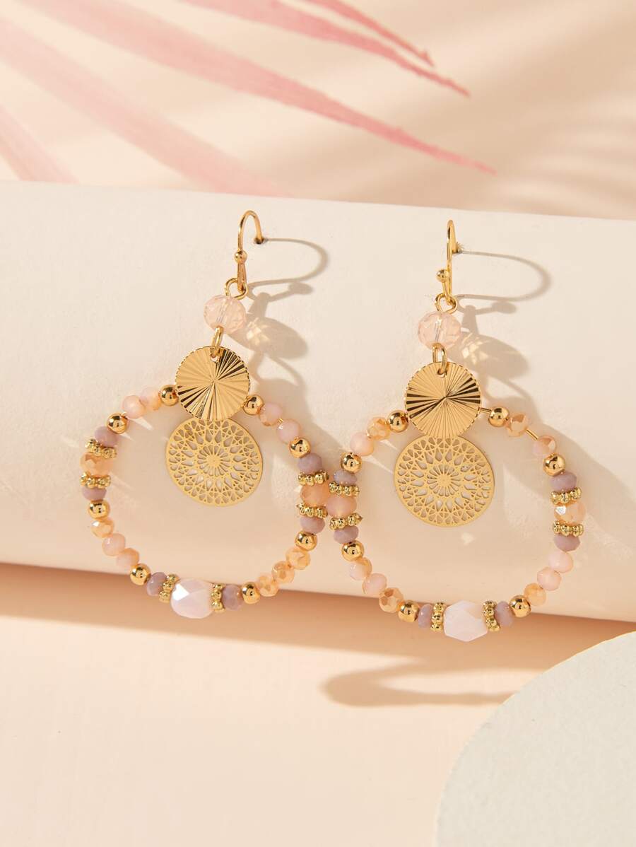 Crystal Decor Drop Earrings - Multicolor - View 1