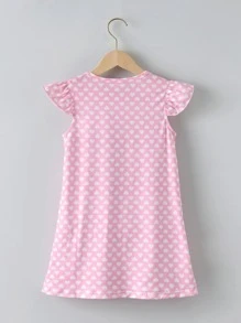 Toddler Girls Heart & Slogan Graphic Ruffle Trim Pajama Dress