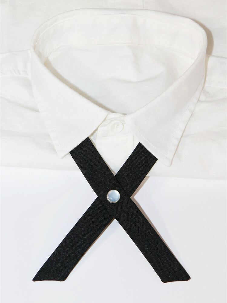 Thai Student School Uniform Jk Uniform Cross Thin Tie Tie Flower - Black - View 3