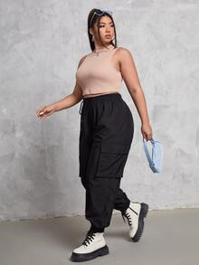 Áo hai dây Plus Size màu trơn Giải trí - Màu be - Xem 4