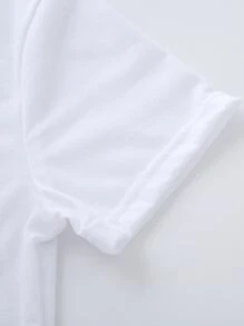 Teen Girl Butterfly & Letter Pattern Short Sleeve T-Shirt - White - View 4