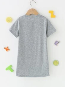 SHEIN Đầm bé gái Tim Lá thư Giải trí - Xám - Xem 2
