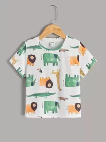 SHEIN 小男童卡通圖案T恤