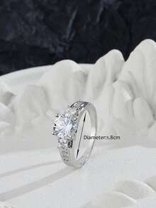 Cubic Zirconia Decor Ring - Silver - View 3