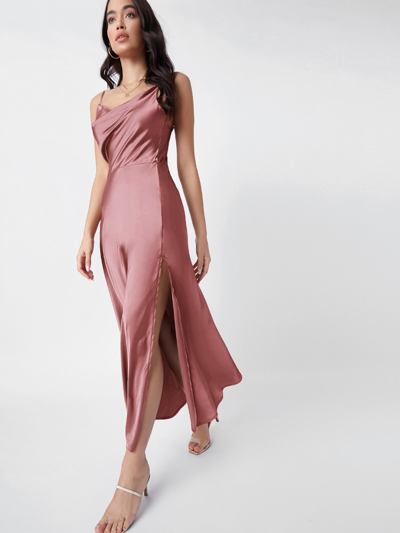 SHEIN Belle ハイスプリット サテン キャミドレス SHEIN JAPAN