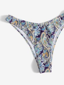 SHEIN Swim Summer Beach Paisley Print Bikini Set Bandeau Wireless Bra Top & High Cut Bikini Bottom 2 Pieces Bikini - Multicolor - View 5