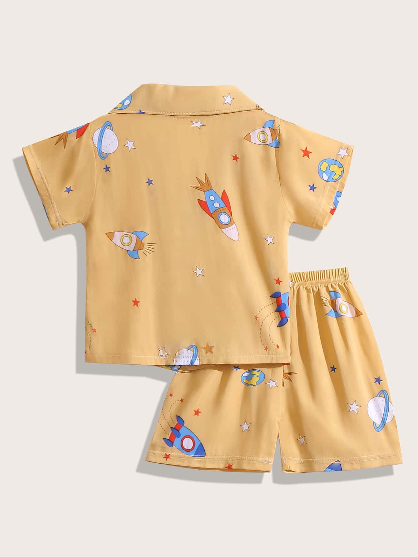 Garçon Ensemble de pyjama fusée et imprimé étoile - Jaune citron - Voir 2