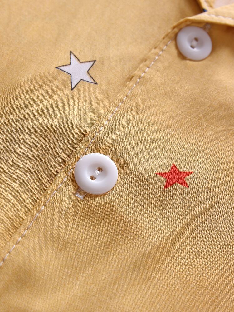 Garçon Ensemble de pyjama fusée et imprimé étoile - Jaune citron - Voir 5