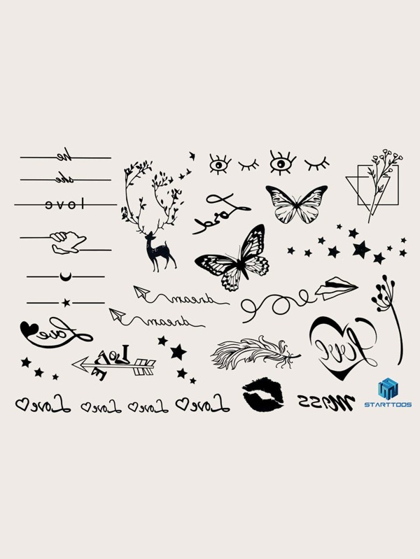 Tattoo Sticker,2 Sheets Cartoon Graphic Temporary Tattoos For Women