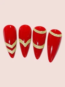 1 miếng dán móng tay sọc long lanh - Vàng - Xem 2