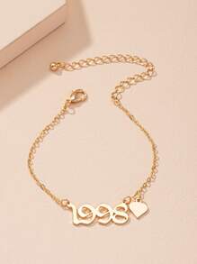 Vòng đeo tay trang trí trái tim & số - Vàng - Xem 3