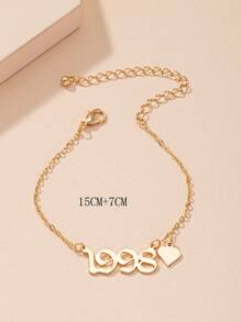 Vòng đeo tay trang trí trái tim & số - Vàng - Xem 5