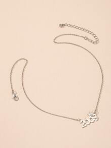 皇冠細節數字吊墜項鍊 - 銀色 - 查看 3