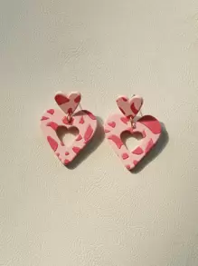 Hoa tai thả trang trí trái tim - Hồng - Xem 1