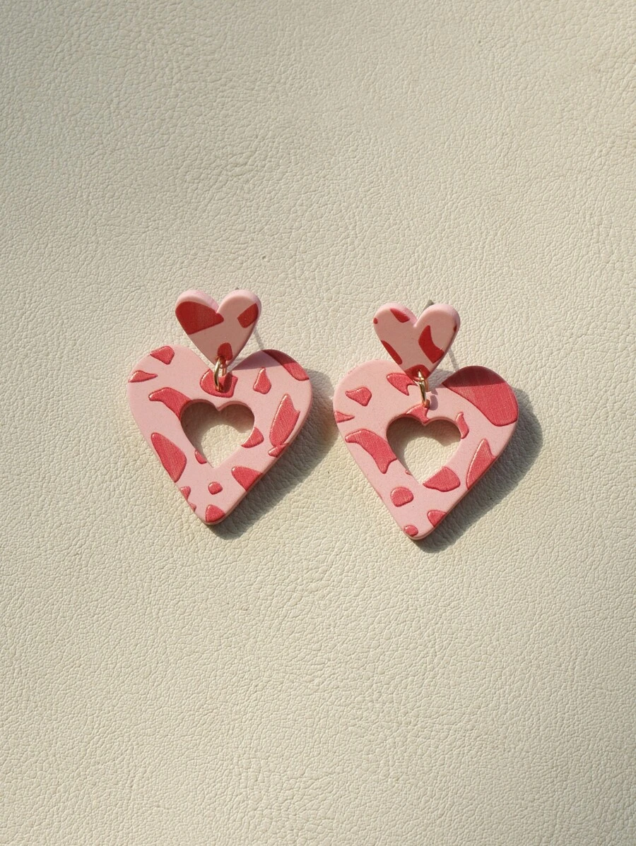 Hoa tai thả trang trí trái tim - Hồng - Xem 1