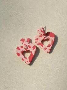 Hoa tai thả trang trí trái tim - Hồng - Xem 2