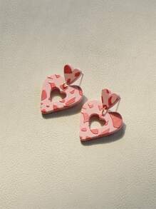 Hoa tai thả trang trí trái tim - Hồng - Xem 3