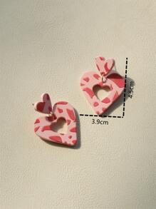 Hoa tai thả trang trí trái tim - Hồng - Xem 4