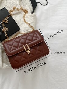 Túi đeo vai dây chuyền chần bông - Cà phê nâu - Xem 5