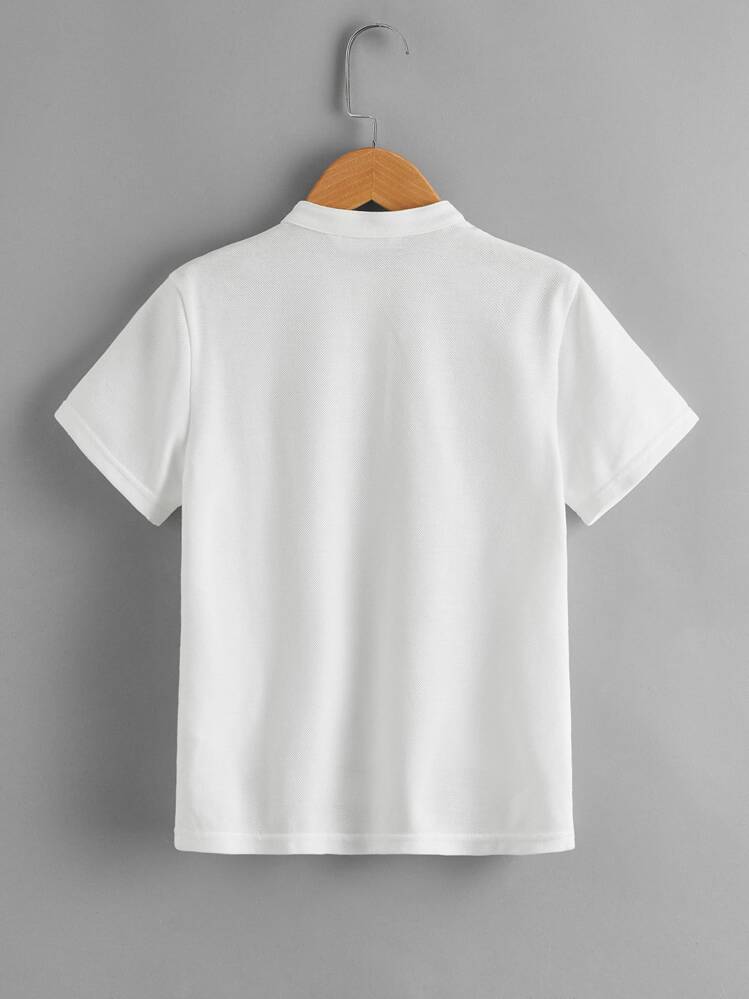 SHEIN Camiseta tipo polo con cuello alto y estampado de dinosaurio, moda simple para niño - Blanco - Añade 2