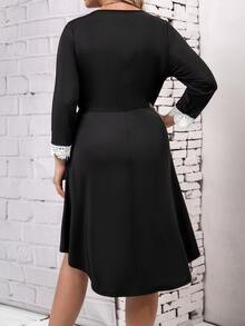 Vestido con encaje - Negro - Ver 2