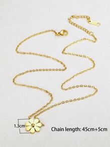 花朵掛飾項鍊 - 金黃色 - 查看 4
