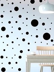 1 set Pegatina de pared redonda - Negro - Ver 3