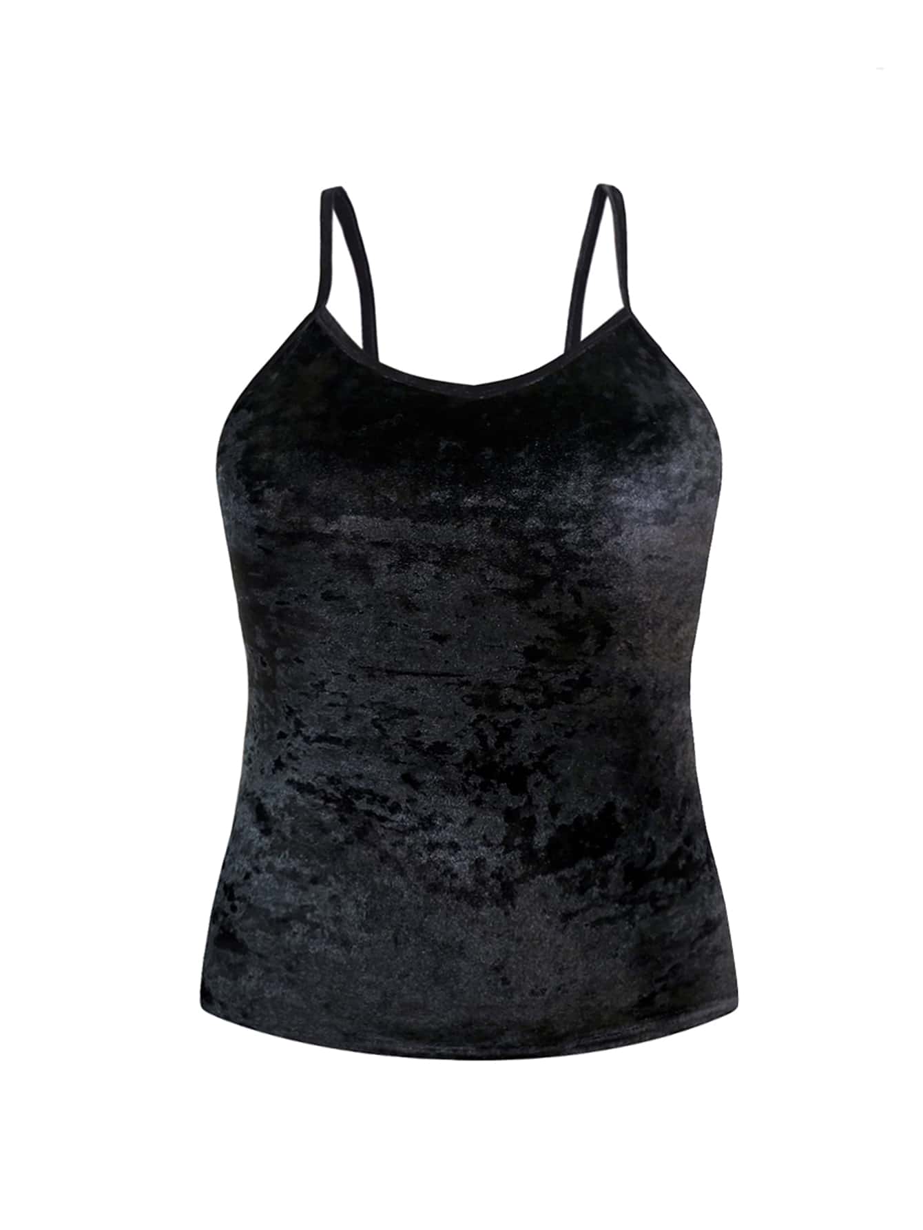 Top de tirantes unicolor de terciopelo - Negro - Ver 1