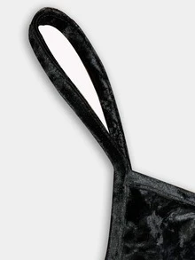 Top de tirantes unicolor de terciopelo - Negro - Ver 3