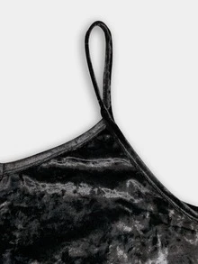 Top de tirantes unicolor de terciopelo - Negro - Ver 5