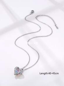 Dây chuyền Khối Zirconia  Trái tim quyến rũ - Bạc - Xem 3