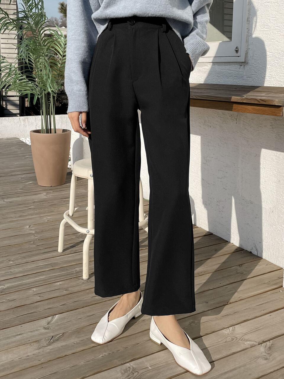 High Waist Plicated Detail Tailored Pants