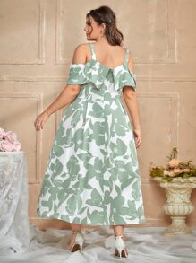 Mulvari Đầm Plus Size Dây kéo Hoa Thanh lịch - Nhiều màu - Xem 2