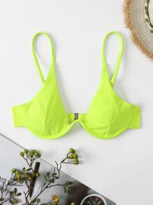 羅紋鋼圈比基尼泳裝上衣 - 青檸色 - 查看 4
