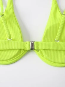 羅紋鋼圈比基尼泳裝上衣 - 青檸色 - 查看 6