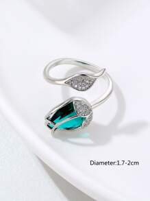 Rhinestone Chi tiết Hoa Trang trí Cuff Ring - Nhiều màu - Xem 3