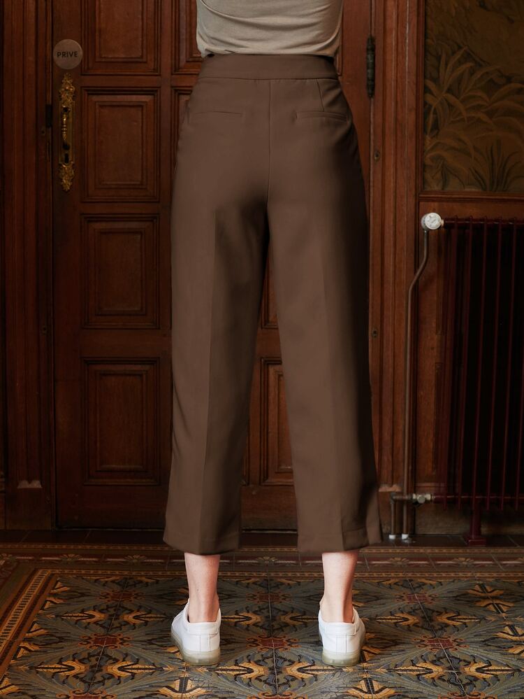 Bolso Zíper Simples elegante Calça Feminina