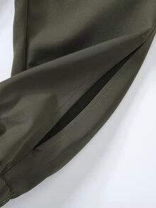 小女童彈性腰帶長褲 - 軍綠色 - 查看 3