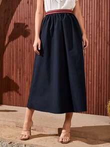 Mulvari 膠帶細節側拉鏈半身裙 - 藏蓝色 - 查看 5