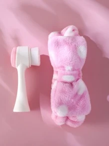 1pc Cleansing Brush + 1pc Hair Band + 1pc Facial Massager Roller - Pink - View 3