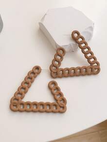 三角形圓耳環 - 咖啡棕 - 查看 2