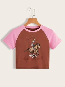 ArtofMinds Skeleton & Horse Print Ribbed Tee - Multicolor - View 1