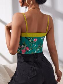 印花前繫帶吊帶上衣 - 彩色 - 查看 2