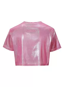 SHEIN Unity Glitter Crop Tee - Pink - View 2