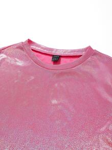 SHEIN Unity Glitter Crop Tee - Pink - View 3
