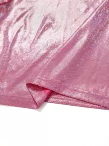 SHEIN Unity Glitter Crop Tee - Pink - View 4