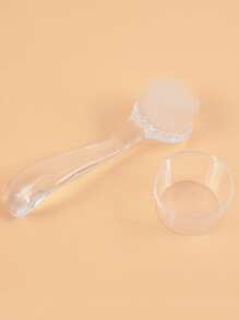 klimonla Nail Art Dust Clean Brush Set, 2PCS Translucent Manicure Tool Nail Handle Brushes with Dustproof Cover,For Home Use and Professional Nail Salon Nail Brush For Cleaning Fingernails - Clear - View 3