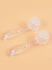 klimonla Nail Art Dust Clean Brush Set, 2PCS Translucent Manicure Tool Nail Handle Brushes with Dustproof Cover,For Home Use and Professional Nail Salon Nail Brush For Cleaning Fingernails - Clear - View 4